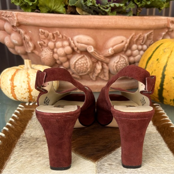 Apostrophe Genuine Suede Block Heel Slingbacks - Picture 5 of 7